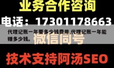 代理记账一年要多少钱费用,代理记账一年能赚多少钱。