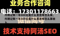 代理记账一年800元是什么意思呀怎么算,代理记账一年800元是什么意思呀怎么算收入。