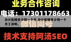 会计能赚多少钱一个月,会计能赚多少钱一个月工资呢。