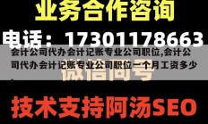 会计公司代办会计记账专业公司职位,会计公司代办会计记账专业公司职位一个月工资多少。