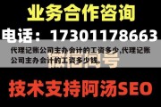 代理记账公司主办会计的工资多少,代理记账公司主办会计的工资多少钱。