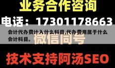 会计代办费计入什么科目,代办费用属于什么会计科目。